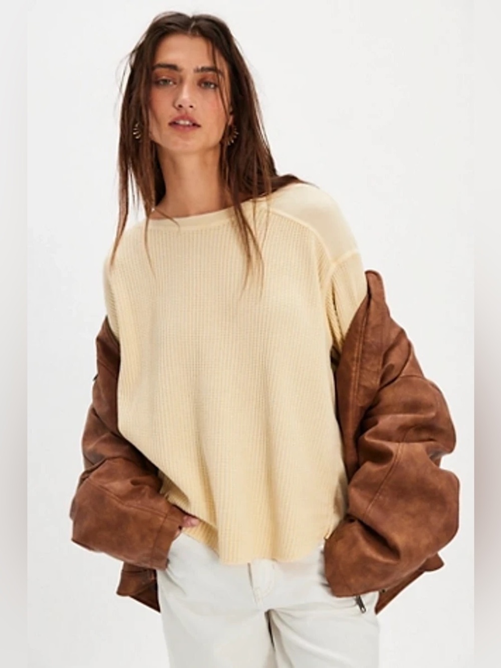 Free People FP ONE Blake Thermal in Butter Yellow. Size XS